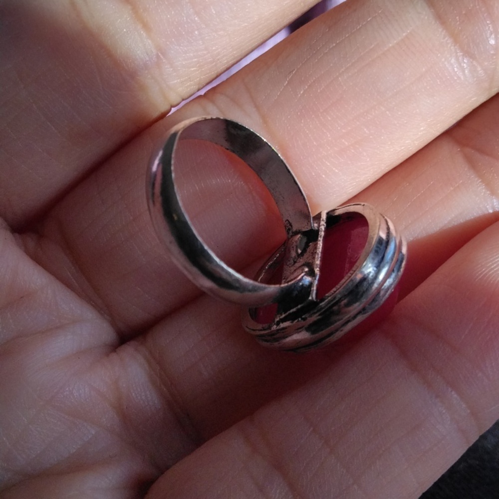 Simulated Faceted Ruby Silver Plated Gemstone Ring - image 3